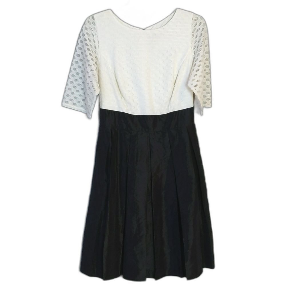 Sangria Black White Midi Dress Women's 14W